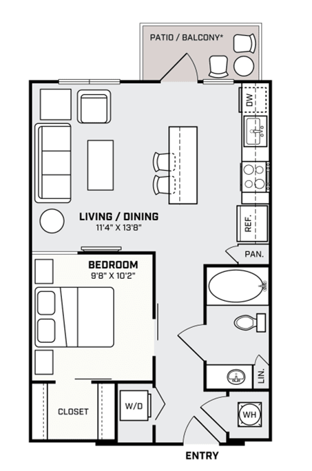 a floor plan of a small house with a bedroom and a living room